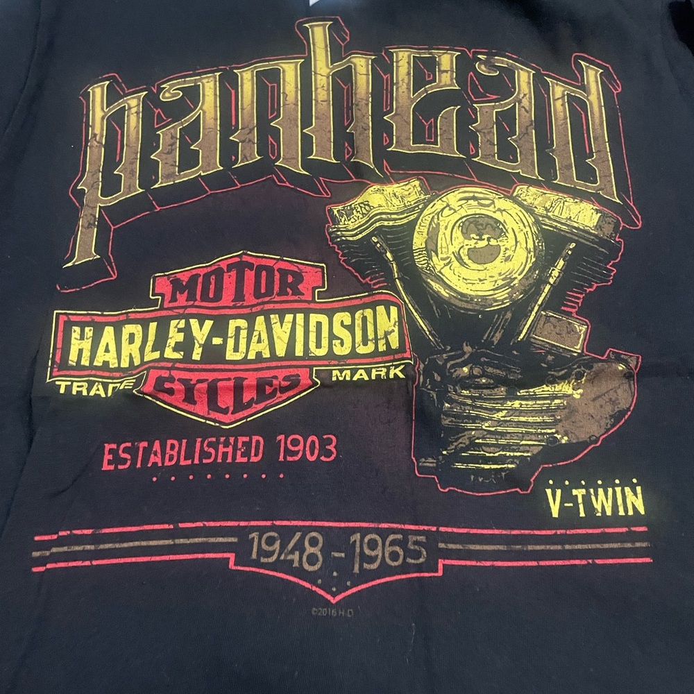 Harley-Davidson Black and Gold Panhead T-Shirt Jackson, Mississippi 2007/16
